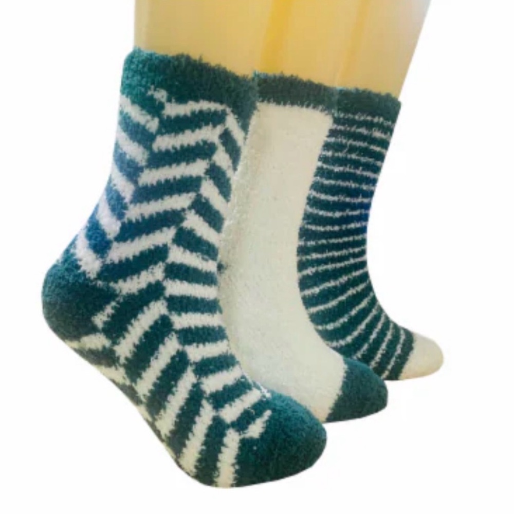 LeGale Comfy Home Socks Cozy Crew 3 Pair Set Teal One Size Women 4–10 NEW